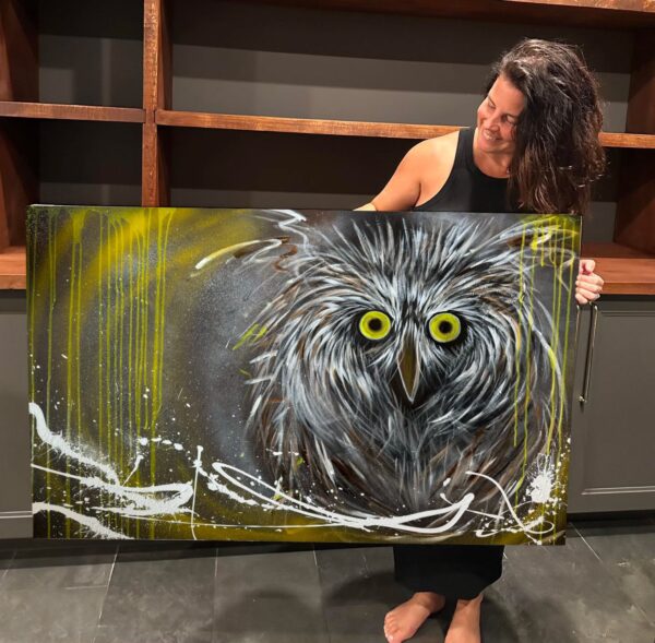 Hibou vert 48"x30" - Image 3